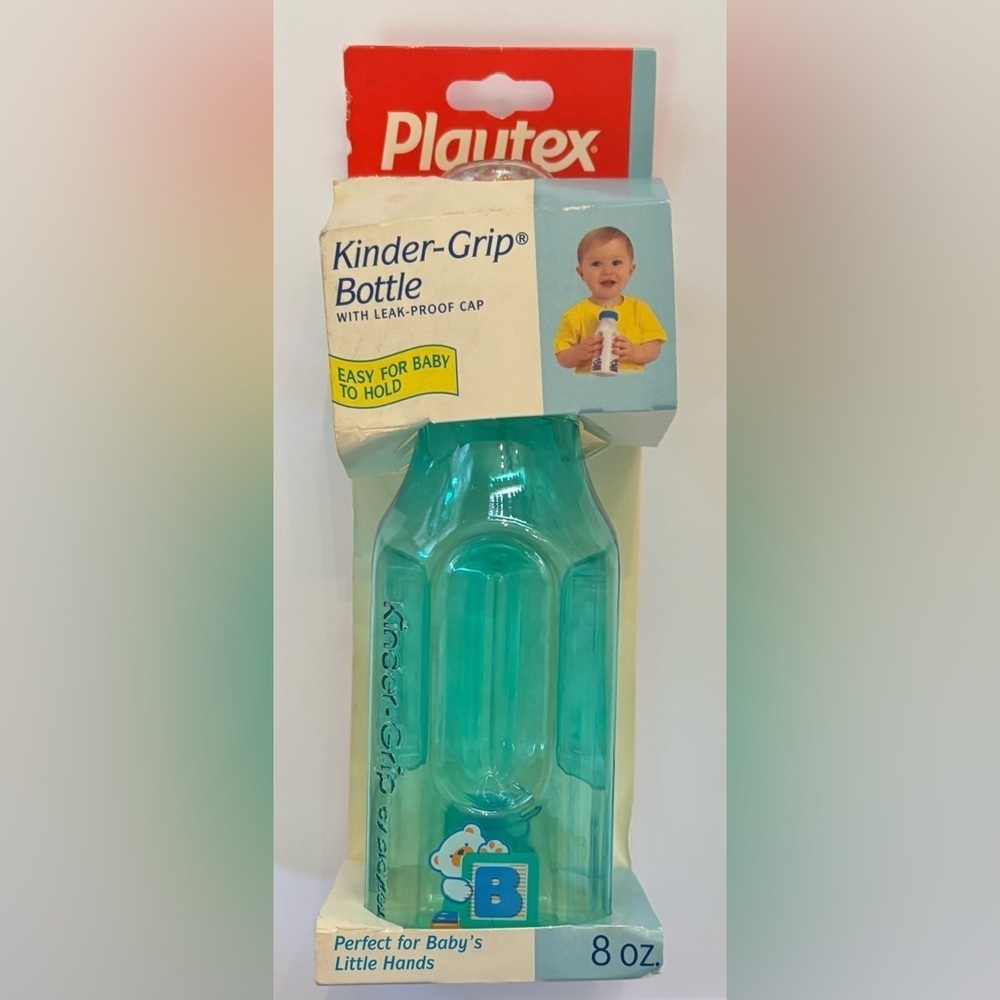 New in package playtex kindergrip bottle with lid vintage 8 oz